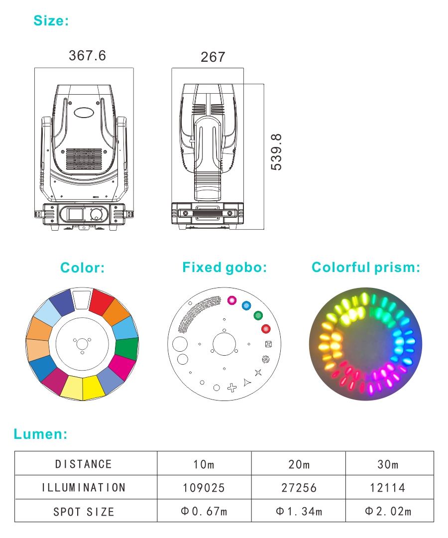 Schalter Foco Lampara Bulbo 9r 260w Cabeza Movil Beam 4 Pz